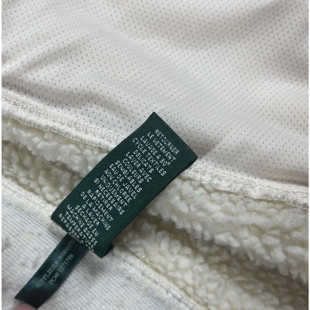 Lauren Ralph Lauren Active Jacket Womens Medium Teddy Zip Up Ivory *Description*